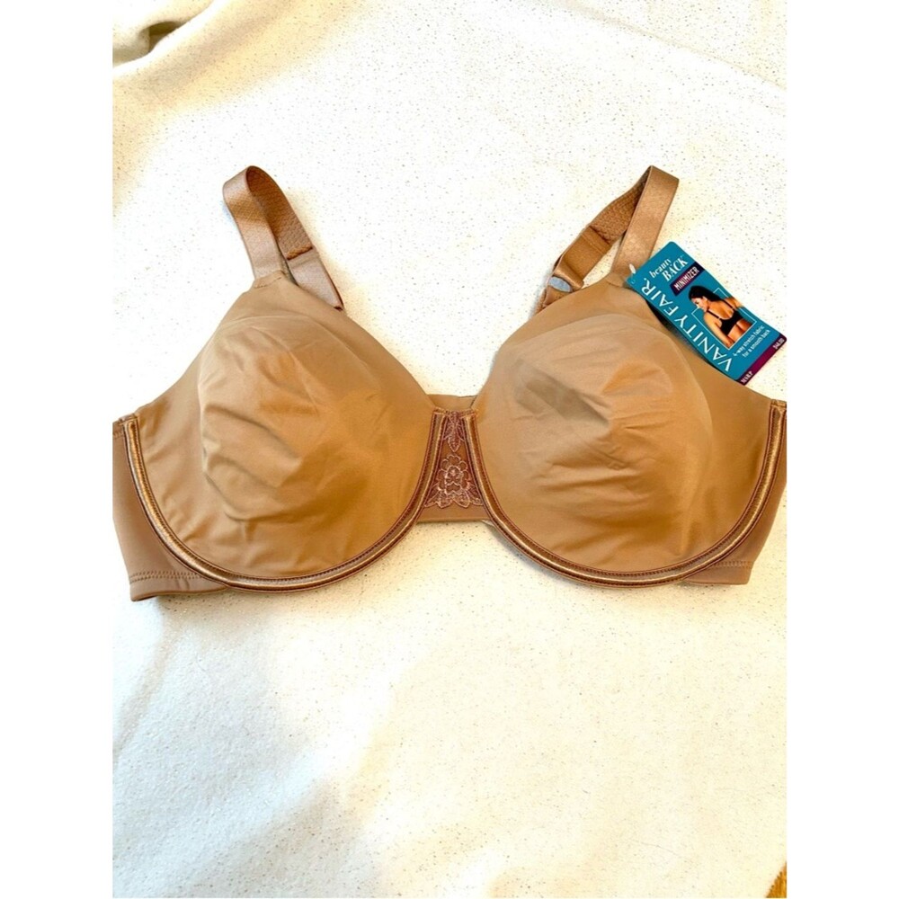Vanity Fair Beauty Back Minimizer Soft Cup lace inset Bra in Nude Beige 44D